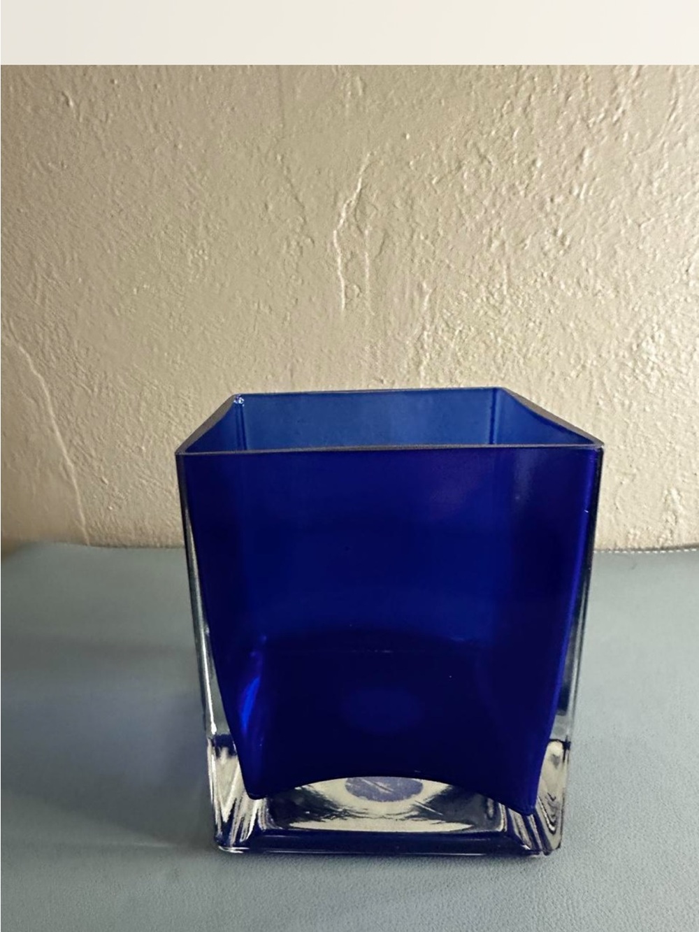 Blue Glass Square Vase - Elegant Home Accent